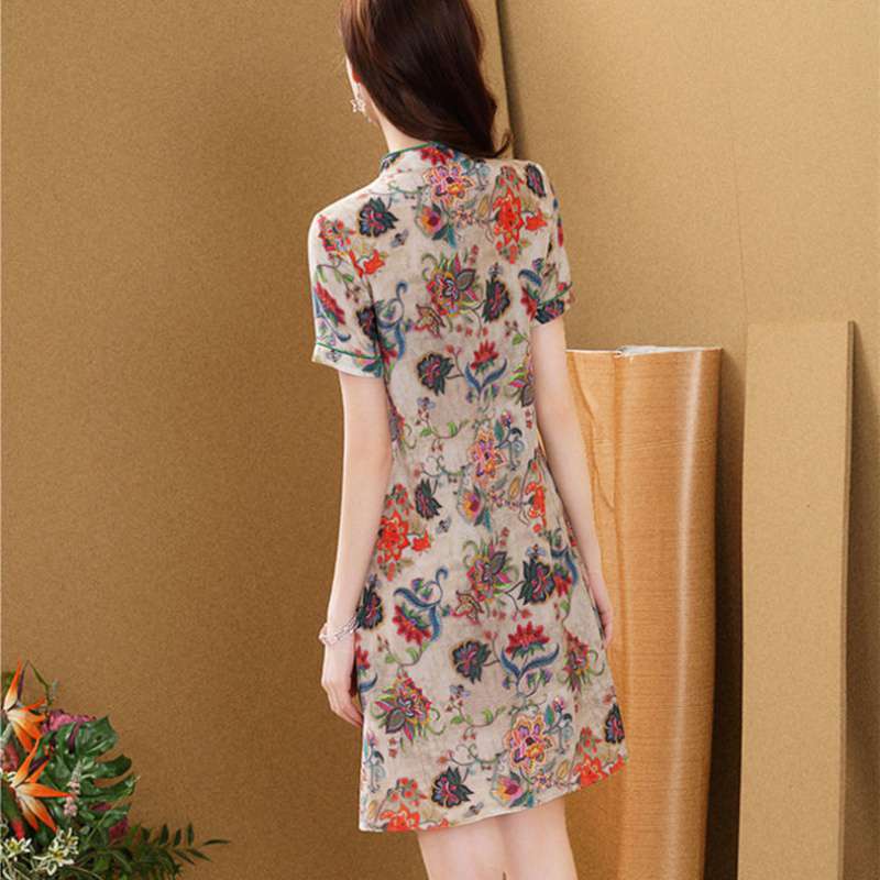 Silk Dress Ladies Mid - Length Chinese Style