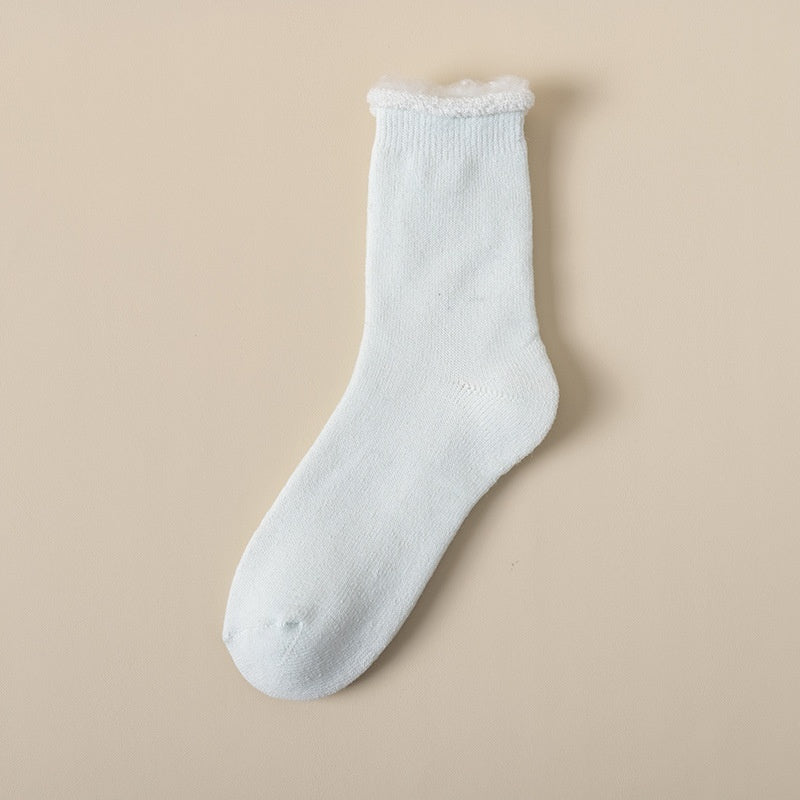 Women's Mid-calf Winter Fleece Lined Padded Warm Keeping Sleeping Floor Cashmere Socks - globaltradeleader