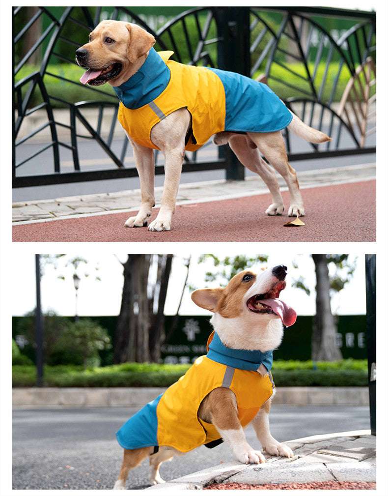Pet Supplies Dog Jacket Colorblock Raincoat Waterproof Reflective