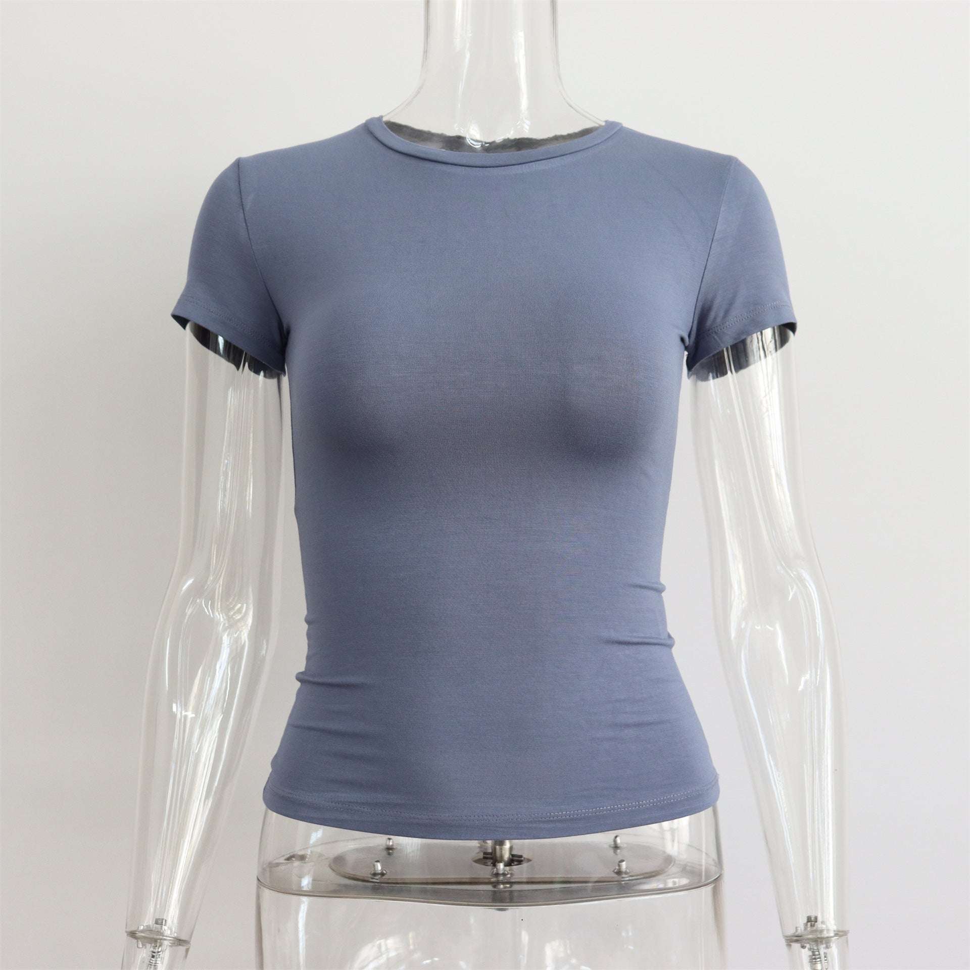 Basic Style Round Neck Short Sleeve Women's Tight Sexy - globaltradeleader