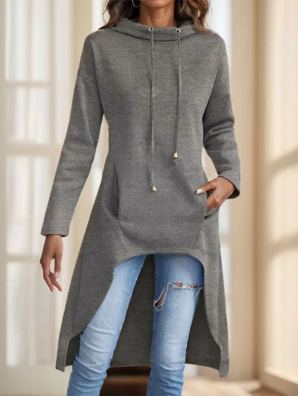 Top  Solid-colored Long-sleeved Top For Ladies - globaltradeleader