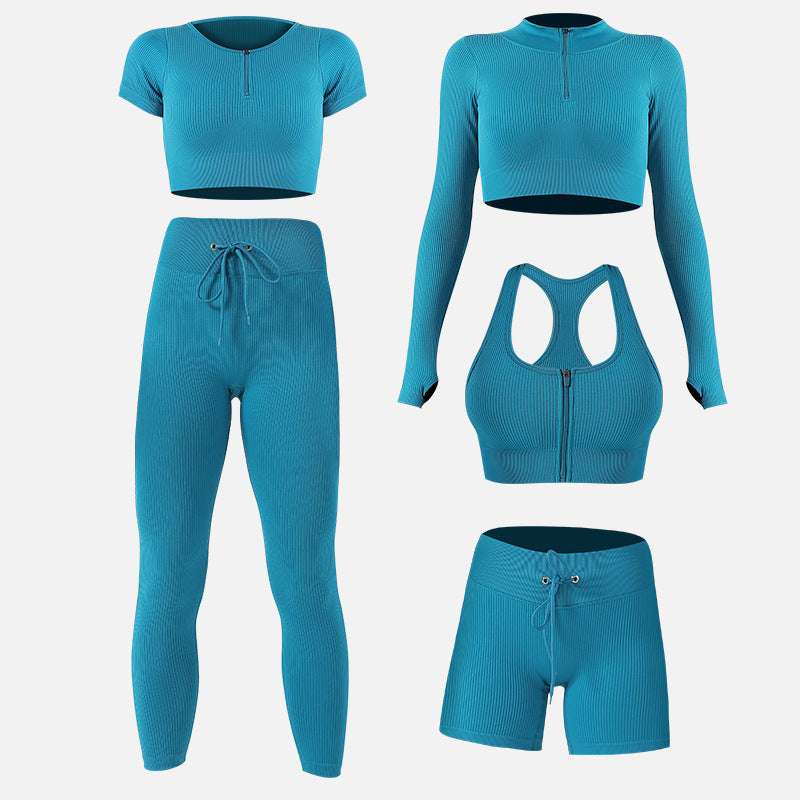 Long-sleeve Hip Lift Quick-drying Yoga Clothes Five-piece Set