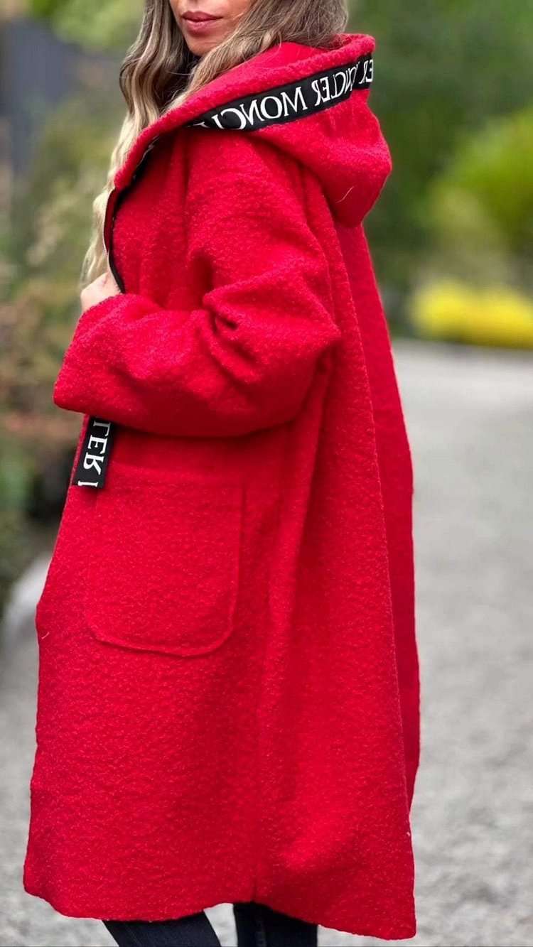 Ladies Hooded Letters Lamb Wool Coat - globaltradeleader