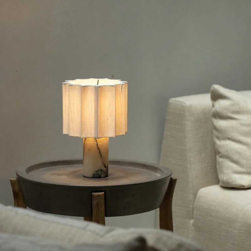 Modern Minimalist Marble Creative Pleated Cloth Cover Decorative Table Lamp - globaltradeleader