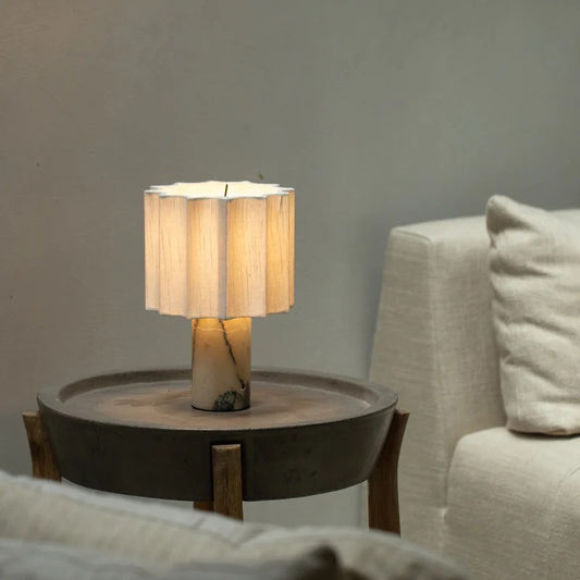 Modern Minimalist Marble Creative Pleated Cloth Cover Decorative Table Lamp - globaltradeleader