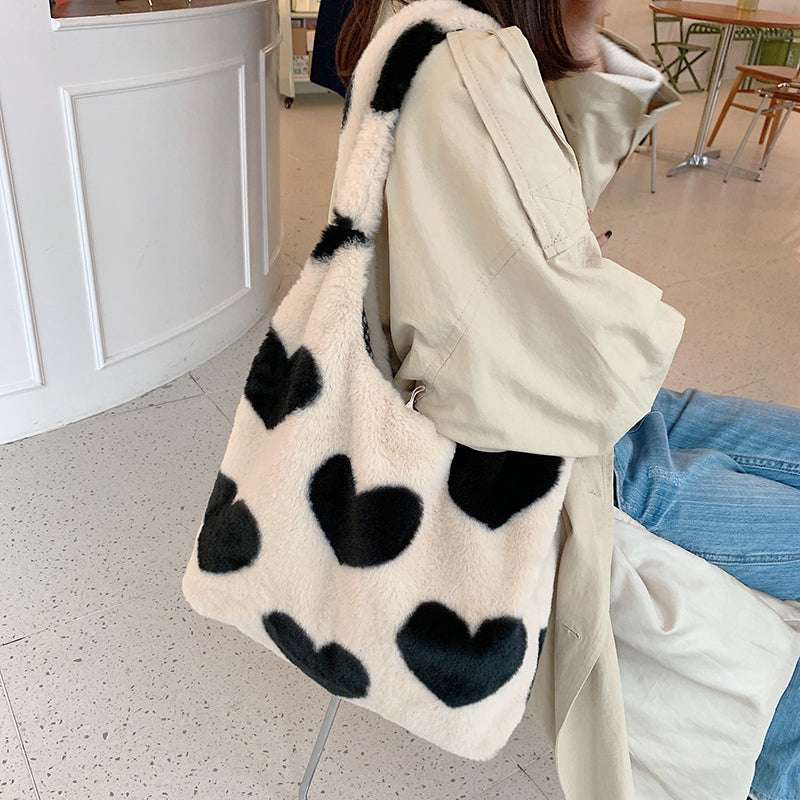 Love Shoulder Bags Double Side Used Winter Underarm Bag Women