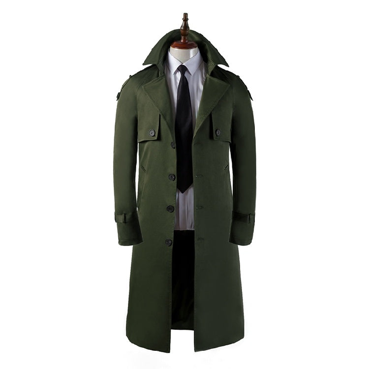 Men's Trench Coat Super Long Over The Knee Slim Business Casual - globaltradeleader