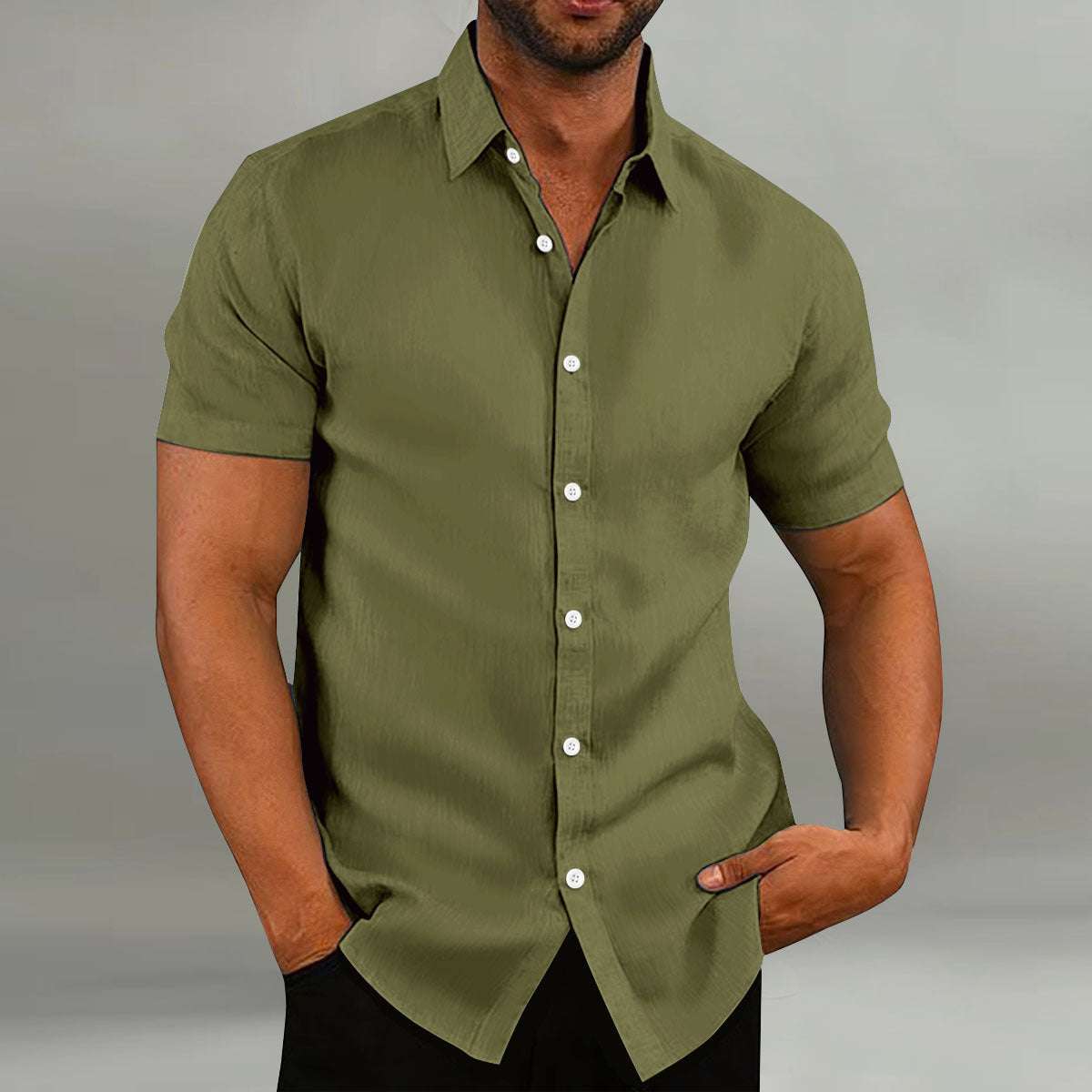 Men's Vintage Cotton Linen Casual Loose Short Sleeves Shirt - globaltradeleader