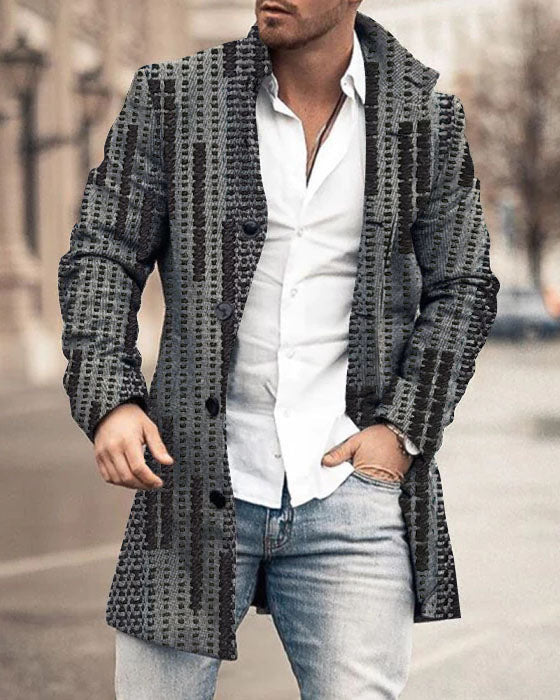 Men's Woolen Stand Collar Mid-length Trench Coat - globaltradeleader