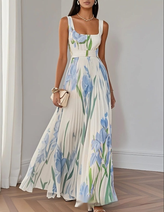European And American Pleated Printing Dress - globaltradeleader