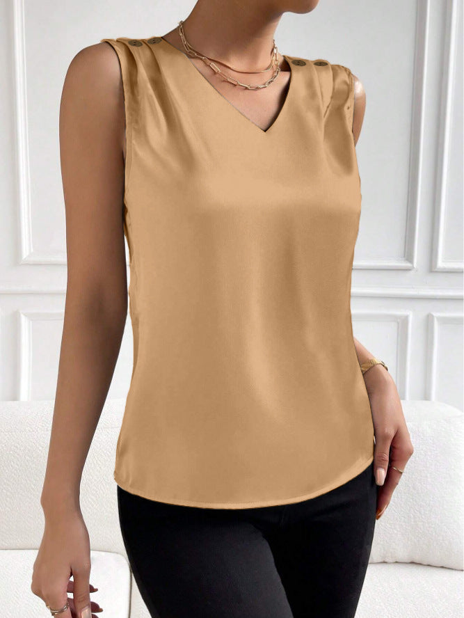 Women's Fashionable Simple Silk High Elastic Solid Color Vest - globaltradeleader