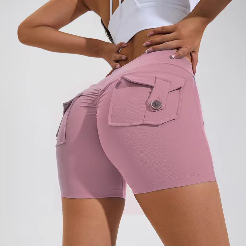 High Waist Hip Lifting Shorts With Pockets Quick Dry Yoga Fitness Sports Pants Summer Women Clothes - globaltradeleader