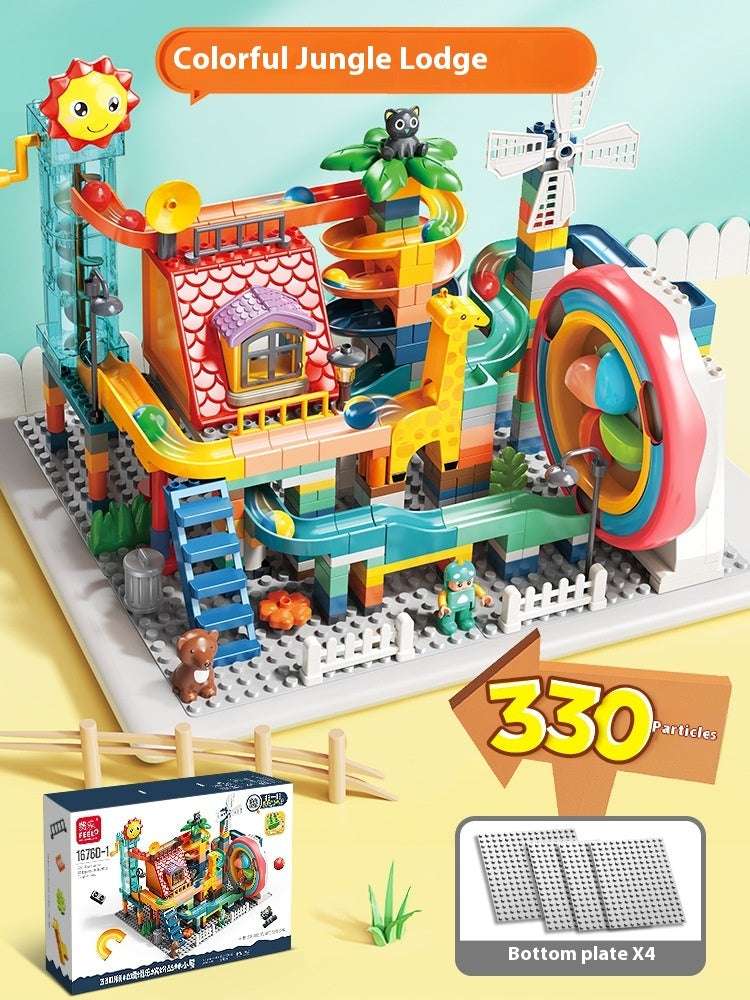 Large Particle Building Blocks Toy Loop Electric Turntable