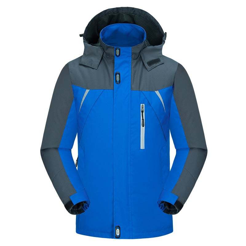 Men's Outdoor Sports Jacket Plus Fleece Warm Coat Color Matching Cotton Coat