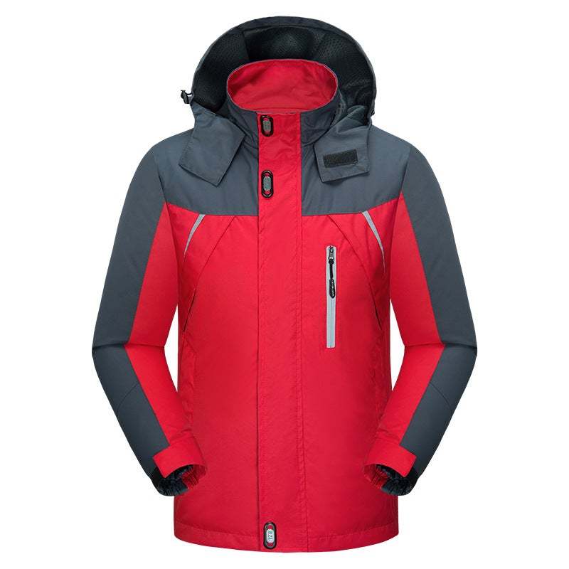 Men's Outdoor Sports Jacket Plus Fleece Warm Coat Color Matching Cotton Coat