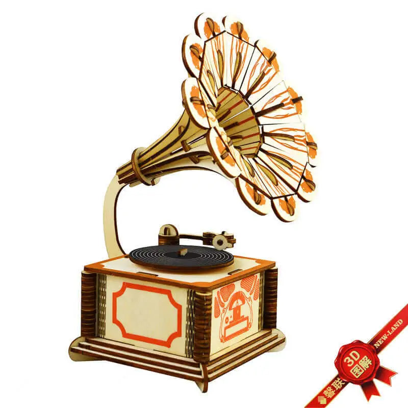 (Gramophone) Wooden three-dimensional puzzle