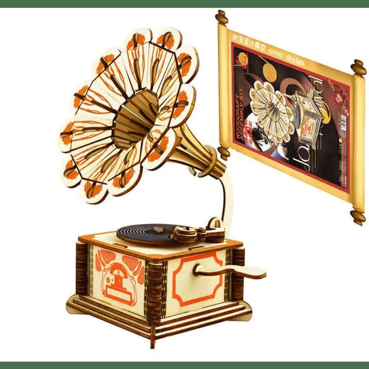 (Gramophone) Wooden three-dimensional puzzle