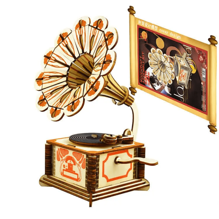 (Gramophone) Wooden three-dimensional puzzle