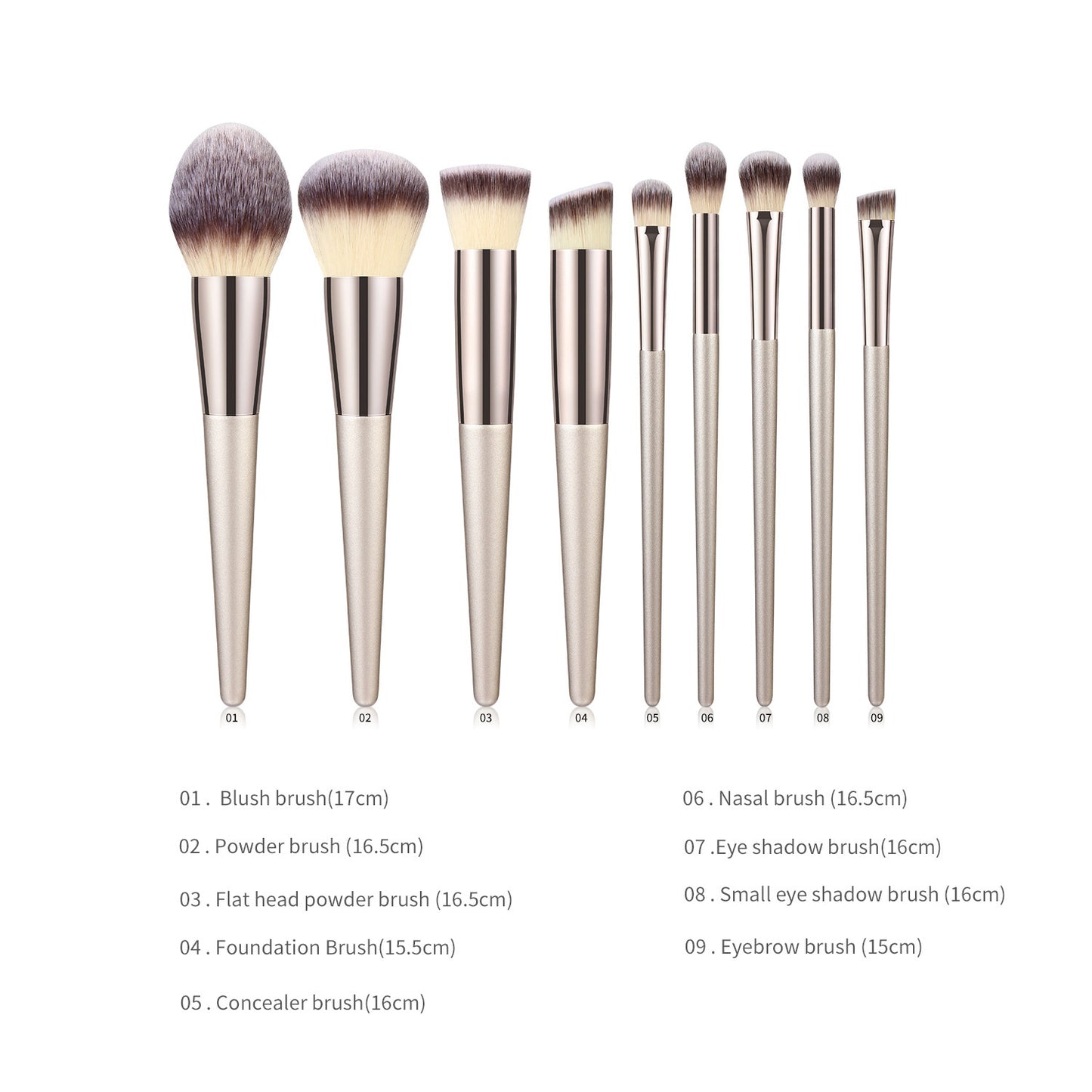 Wooden Handle Makeup Brush Champagne Gold