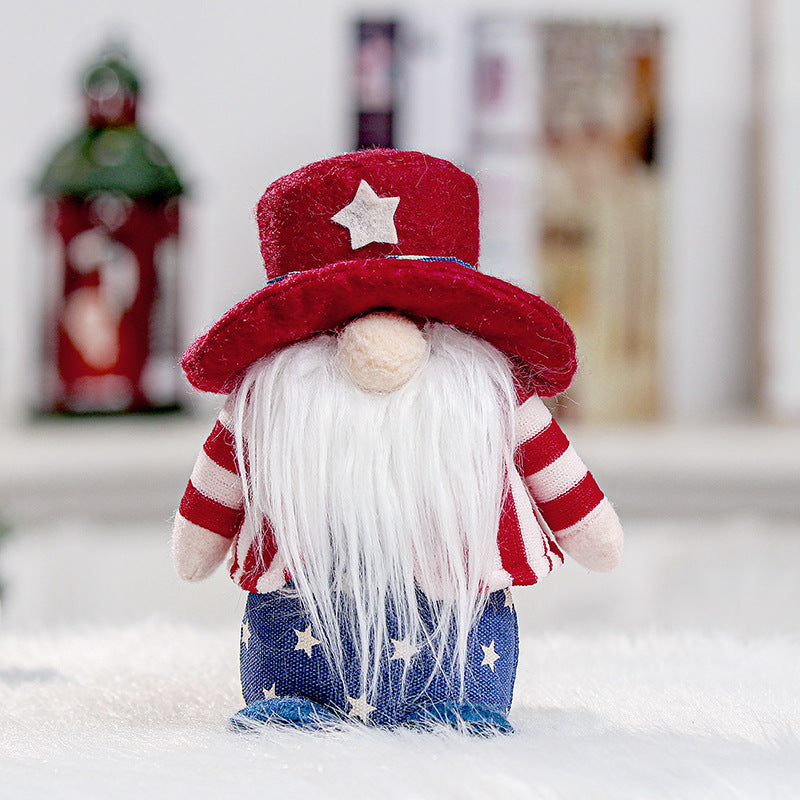 Independence Day Faceless Long And Short Legs Doll Decoration