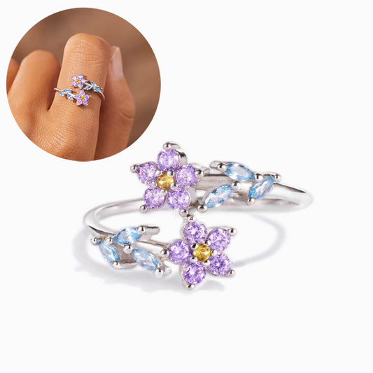 Purple Flower Ring Spring Summer Fashion Jewelry Accessories