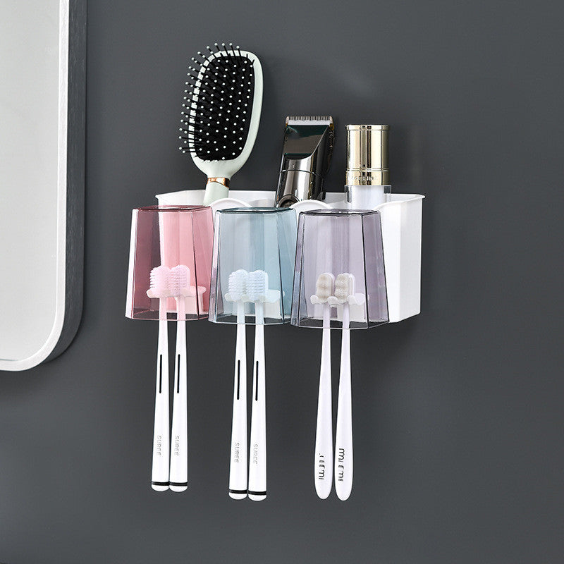 Bathroom Wall-mounted Non-punch Toothbrush Rack