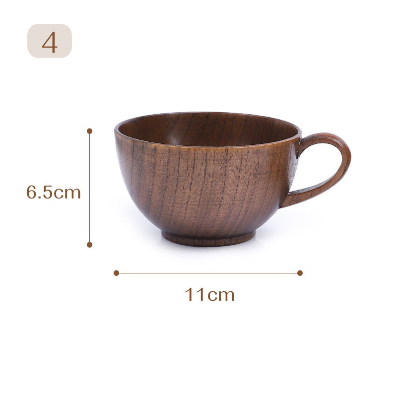 Japanese Style Vintage Handle Solid Wood Water Cup