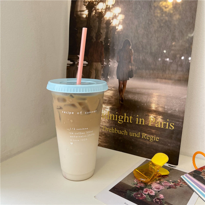 Niche Cartoon Summer Coffee Plastic Straw Cup