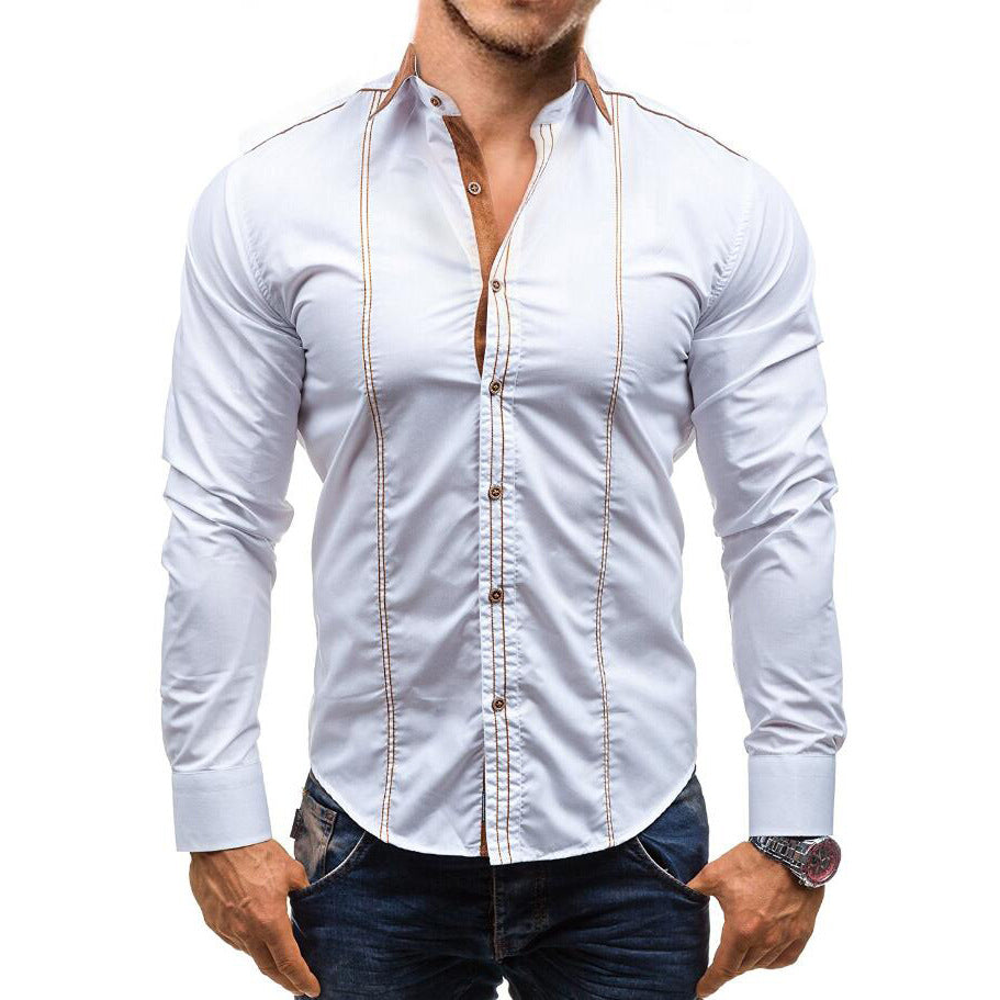 Casual Men's Loose Plus Size Long-sleeved Shirt