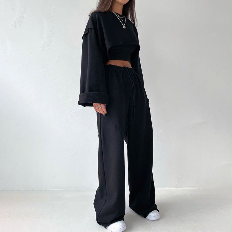 Three-piece Set Of Straight Wide-leg Pants