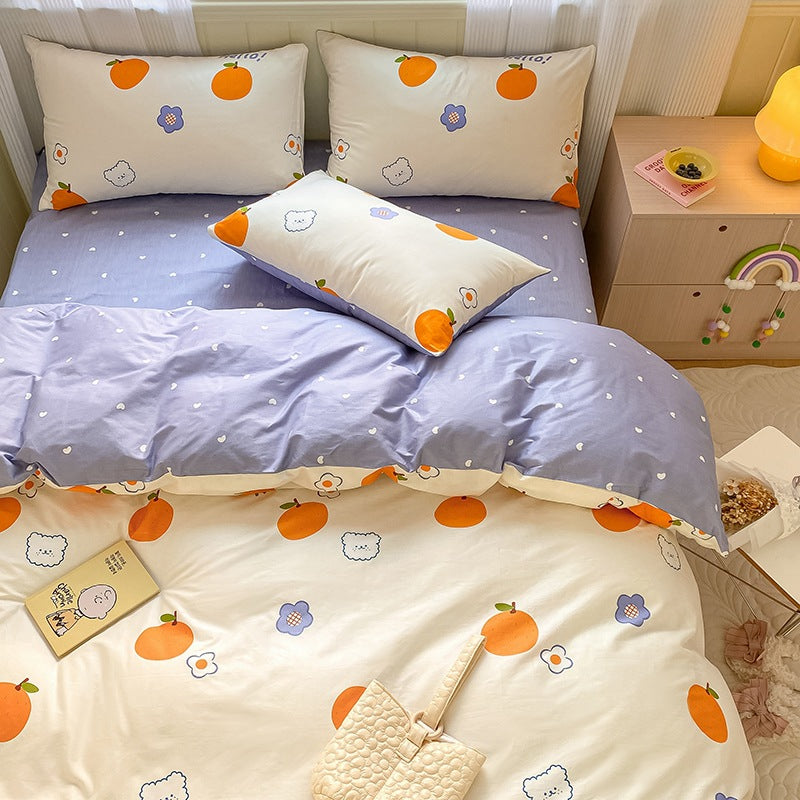 Printed Cartoon Girl Quilt Cover Cotton Four-piece Bed Sheet