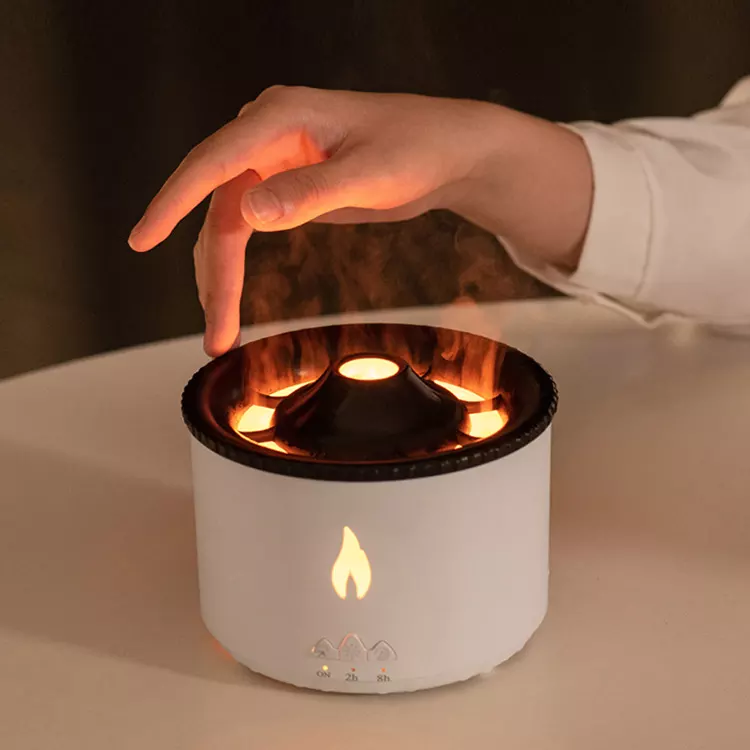 Flame Aroma Diffuser Air Humidifier Ultrasonic Cold Fog Machine Perfume Home Fog Device LED Essential Oil Jellyfish Diffuser