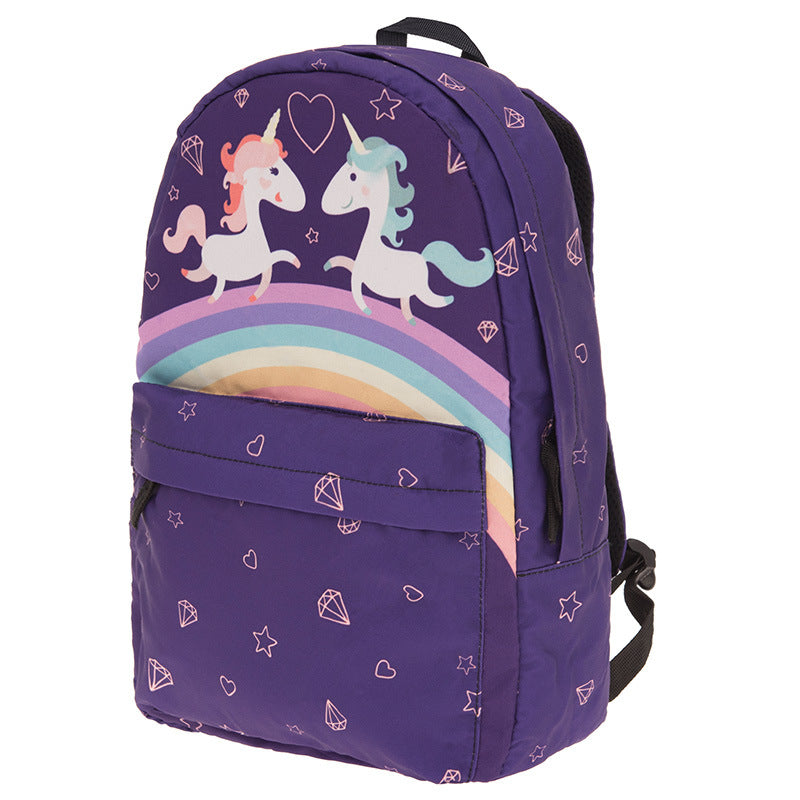 Children's Schoolbag Girls Travel Light And Practical Canvas Backpack Cute Cartoon Print Backpack