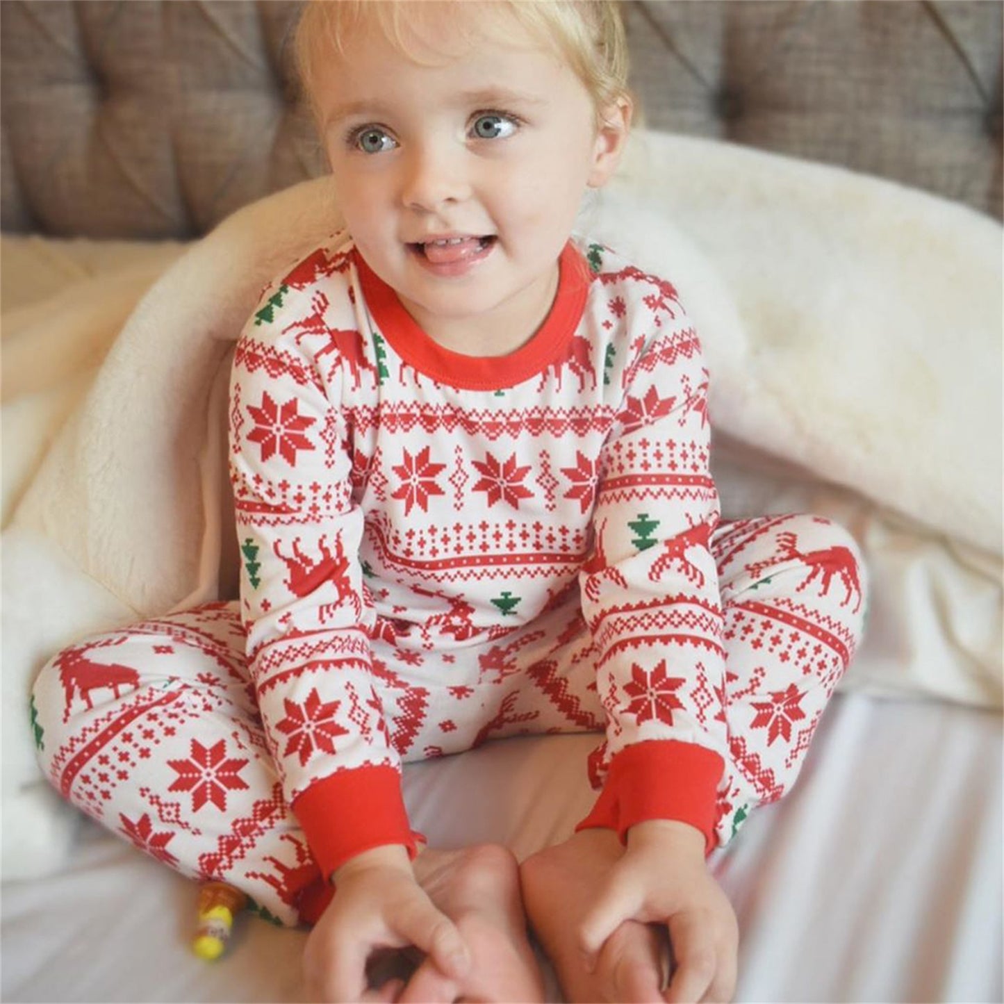 Home Wear Pajamas Christmas Print Casual Suit