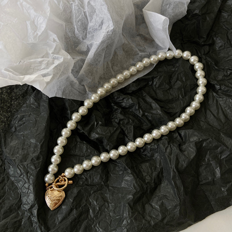 Electroplating Clavicle Chain Love Pearl Necklace