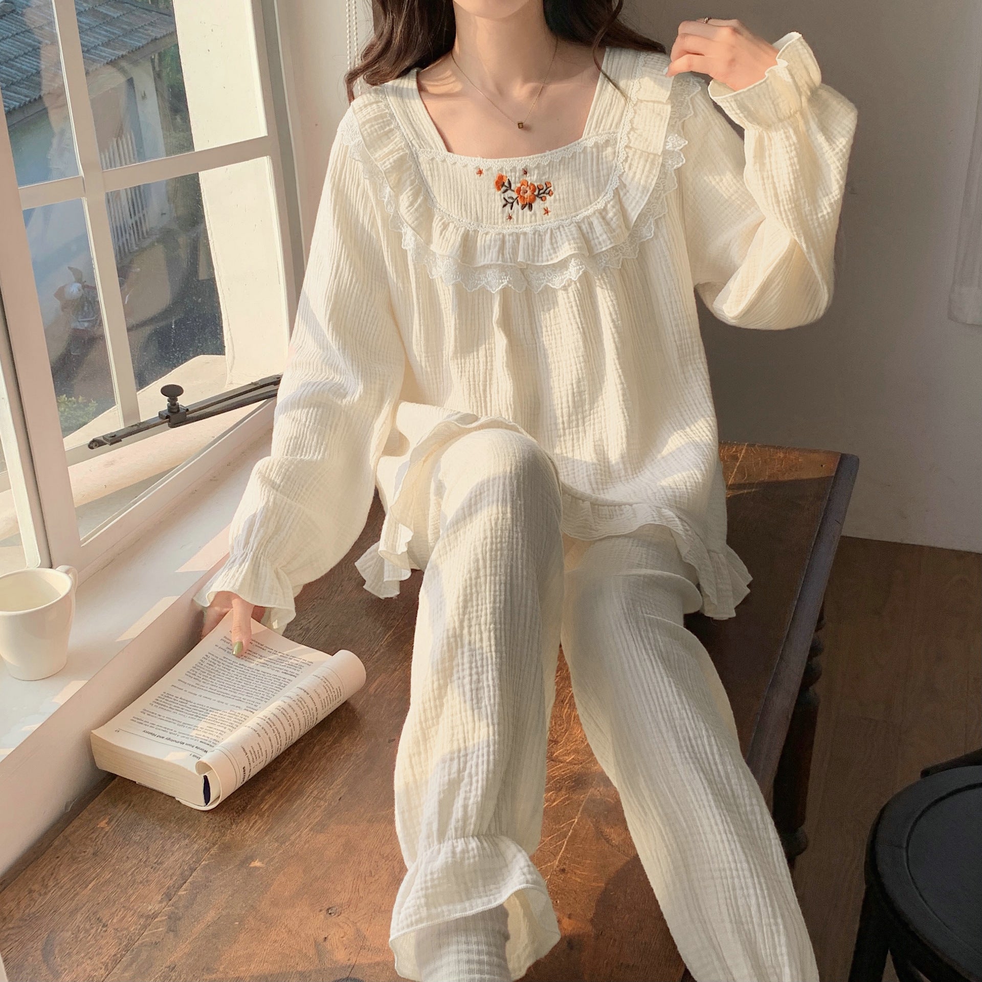 Japanese Pastoral Long-sleeved Pajamas Women's Suit