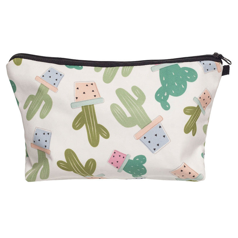 Multifunctional Storage Toilet Bag Cactus Print Cosmetic Bag