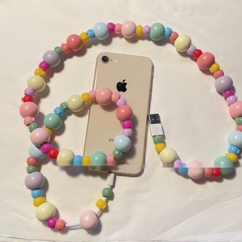 Candy Color Log Design Mobile Phone Cable 1 Meter Beaded