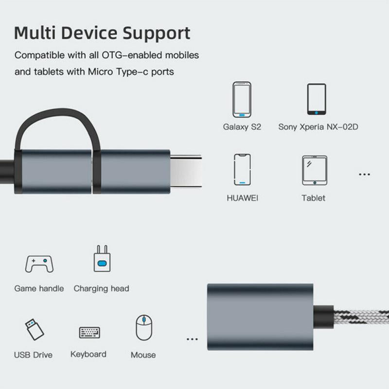 MICROOTG 2-in-1 USB Adapter Cable Support