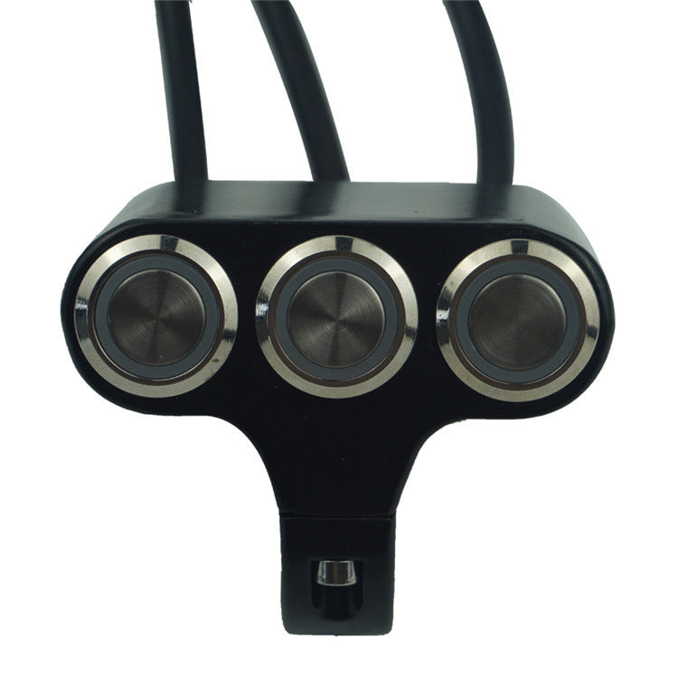 Motorcycle Leading Handlebar Spotlight LED Aluminum Alloy Multi-self-locking Self-reset Button Three-in-one Switch