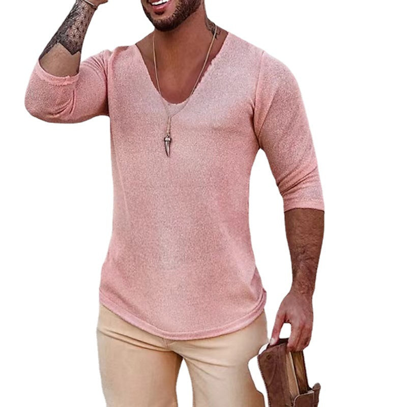 Large V-neck Men's Sweater T-Shirt