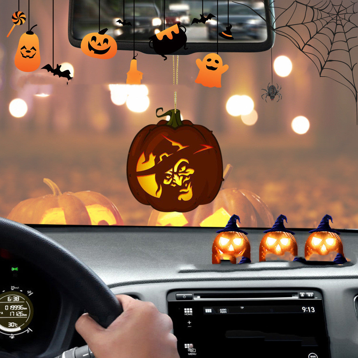 Halloween Pumpkin Car Pendant Acrylic Flat Ornament