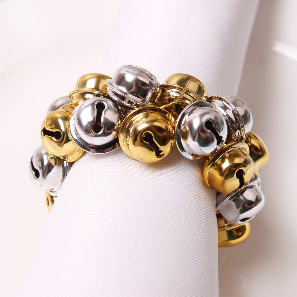 Elk Flower Christmas Tree Napkin Rings Bells