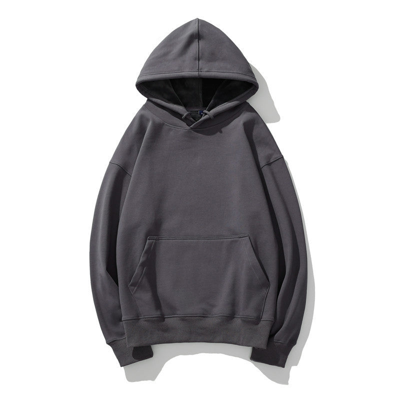 Men's Loose Solid Color Plus Size Fleece Hooded Sweater