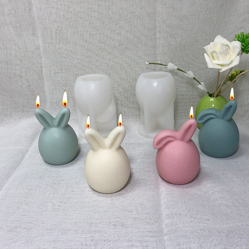 Easter Faceless Rabbit Head Baking Cake Mold DIY Ornaments Aromatherapy Candle Sitting Rabbit Silicone Mold