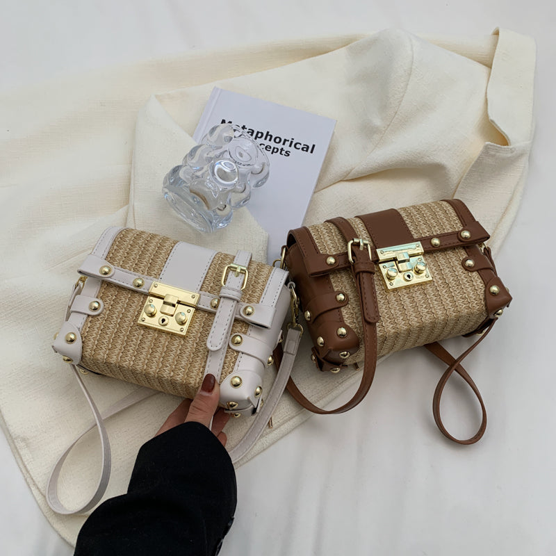 High-quality Texture Small Bag Women's Summer 2022 New Trendy Fashion Straw Woven Messenger Bag Woven Niche Texture Small Square Bag