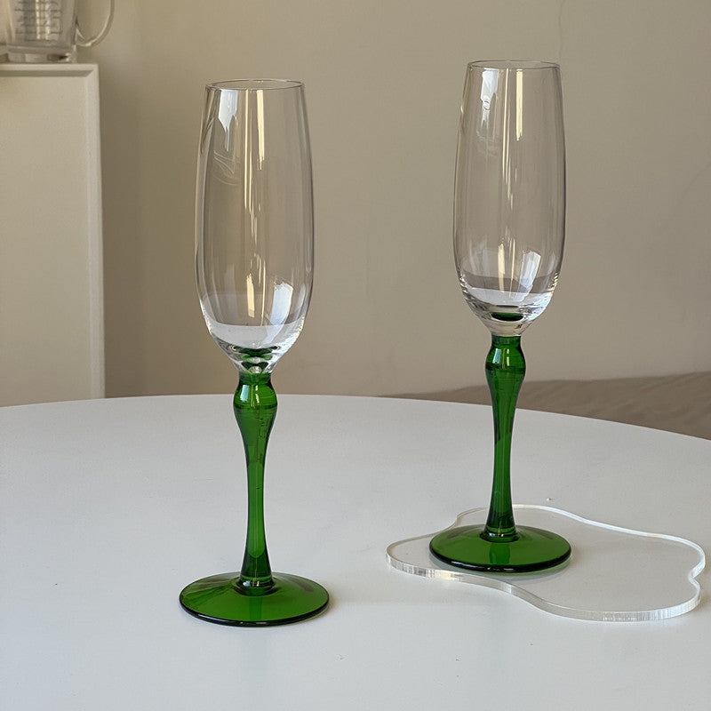 Household Tall Emerald Sparkling Wine Glass