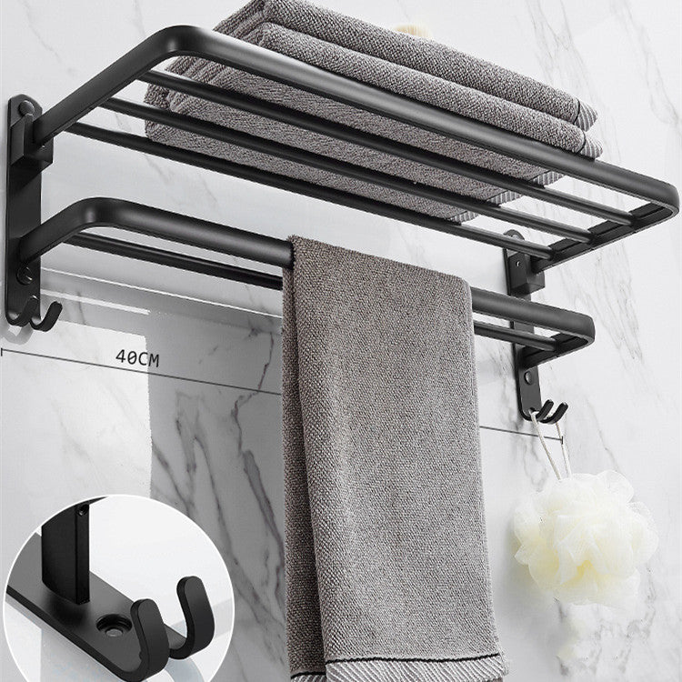 Space Aluminum Bathroom Wall-mounted Towel Rack Without Perforation