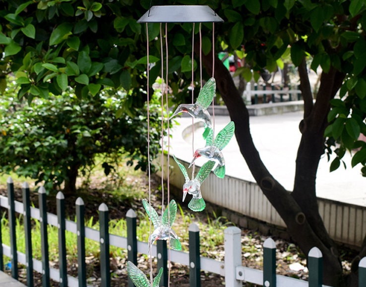 Color Changing Solar Power Wind Chime Crystal