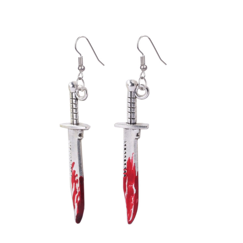 Bloodstained Horror Halloween Earrings Scissors Axe Personality Party